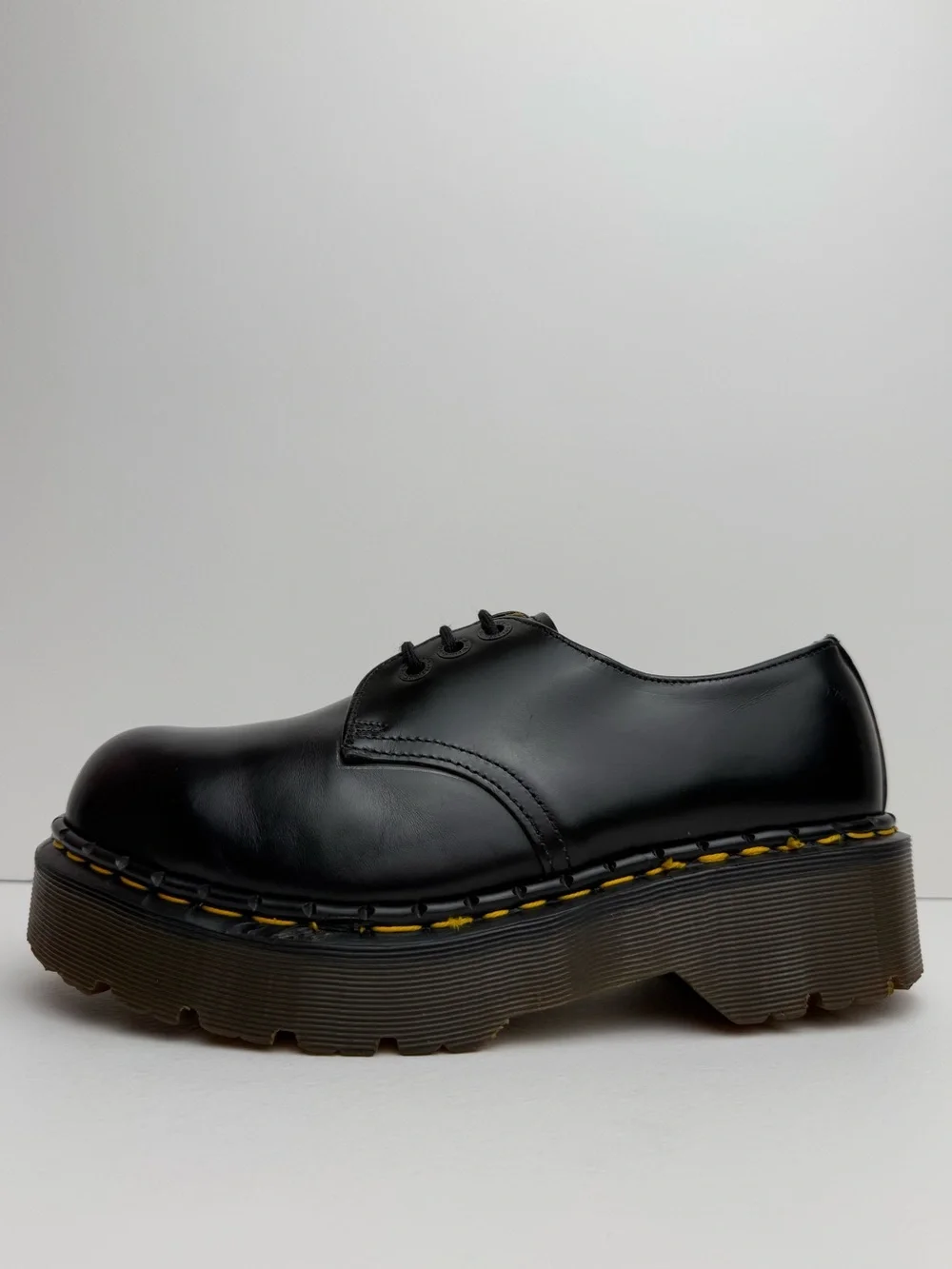 Vintage Dr. Martens Platform 1925 Black Leather Envy Quad England Oxfords UK 7